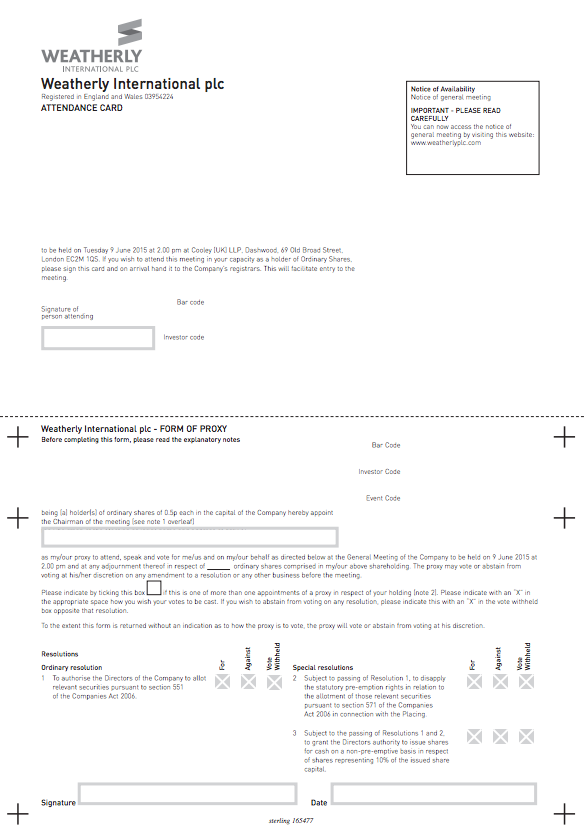 165477 Weatherly – Proxy