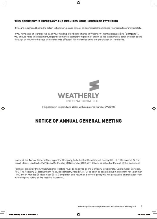 Notice of AGM 2016