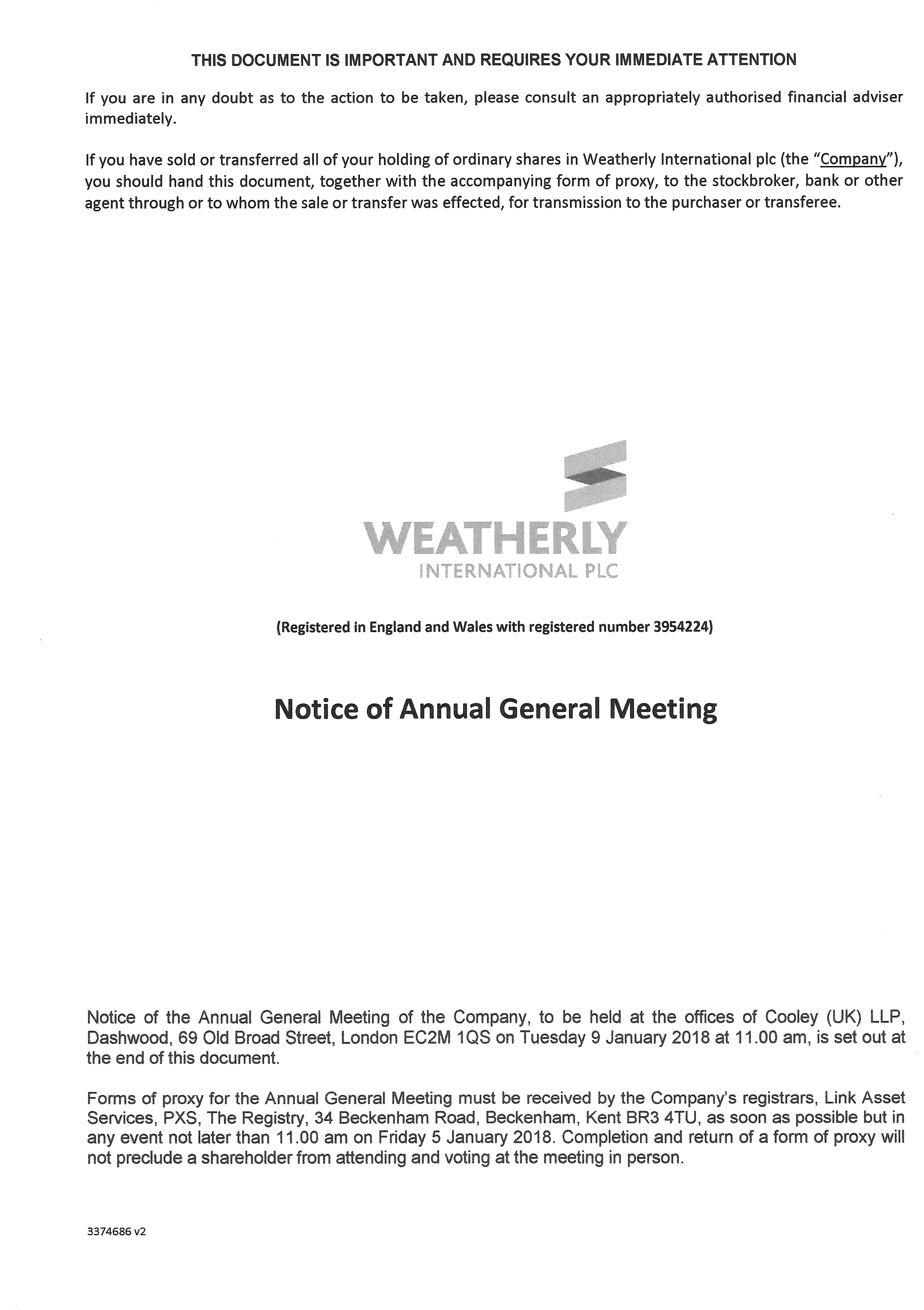 Notice of AGM 2017